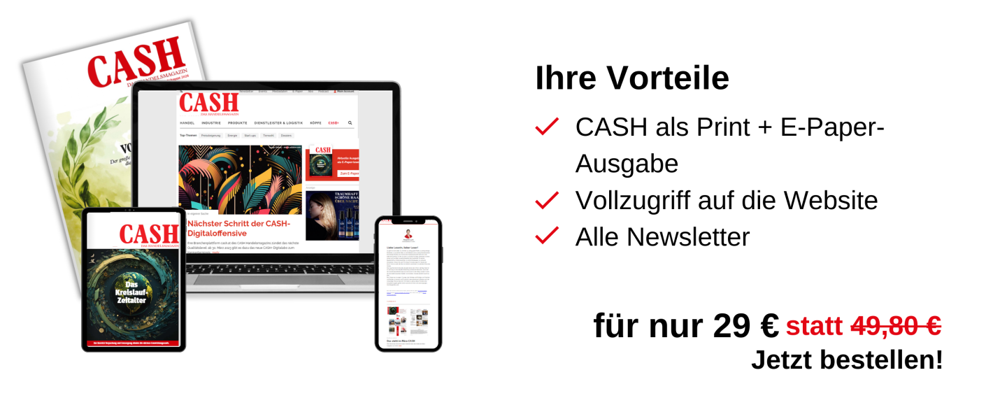 links: Dreiklang aus Tablet, Handy und Laptop, rechts: Ihre Vorteile: HORIZONT als Print + E-Paper, Vollzugriff auf die Website, Alle Newsletter für nur 29 € statt 54,80 €, Jetzt bestellen!